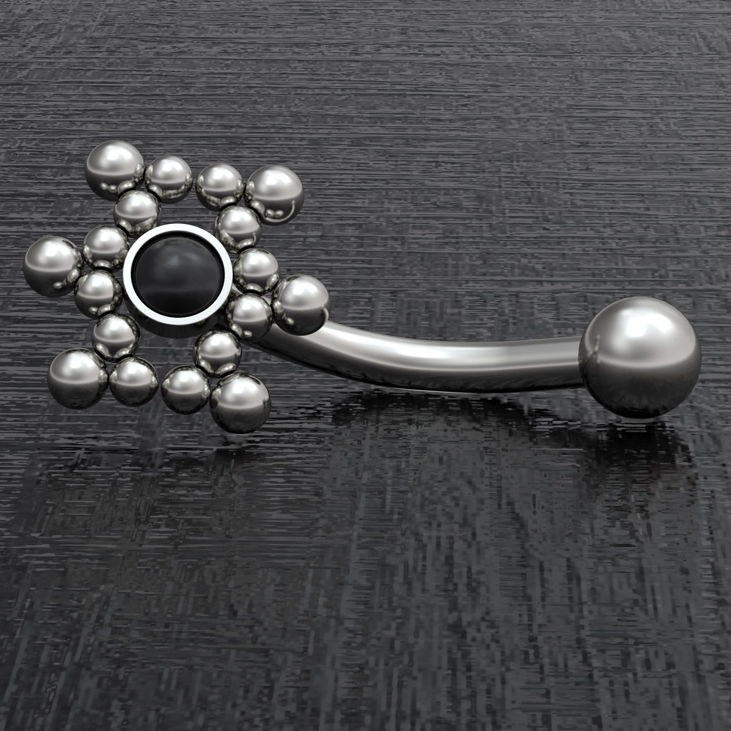 Titanium Curved Barbell Piercing Onyx - TitaniumFashion