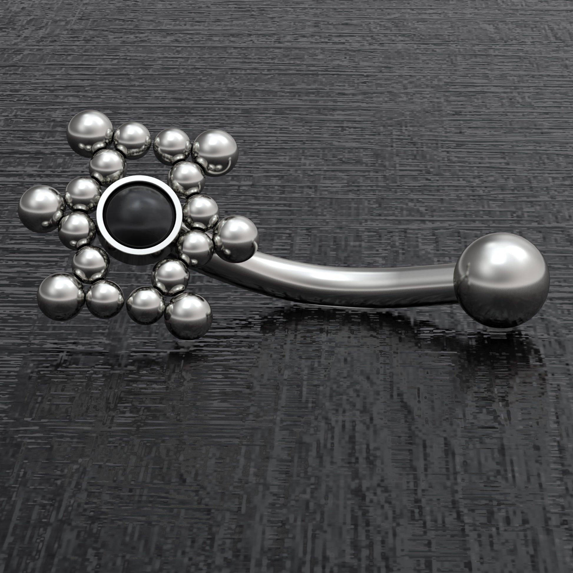 Titanium Curved Barbell Piercing Onyx - TitaniumFashion