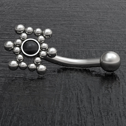 Titanium Curved Barbell Piercing Onyx - TitaniumFashion