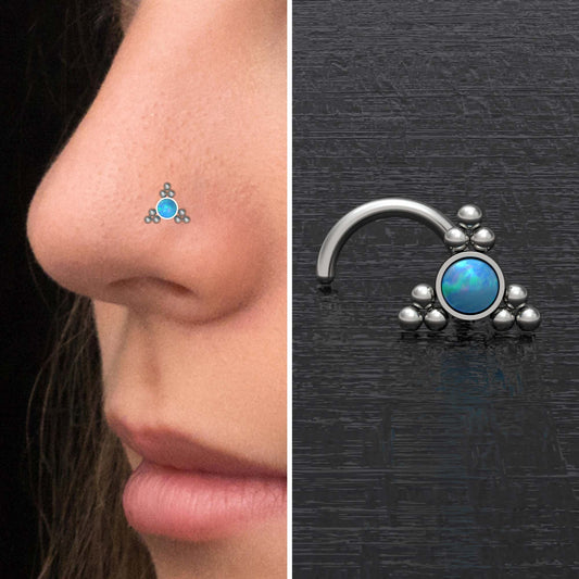 Opal Nose Stud Ring Titanium - TitaniumFashion