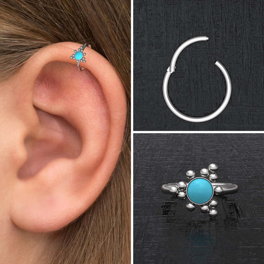 Turquoise Tragus Hoop Surgical Steel - TitaniumFashion