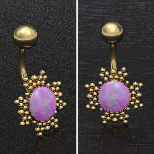 Opal Belly Button Ring Surgical Steel - TitaniumFashion