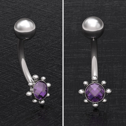 CZ Belly Ring Surgical Steel - TitaniumFashion