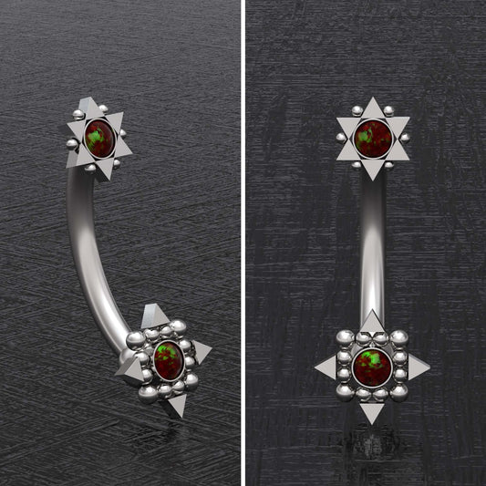 Surgical Steel Belly Button Ring Opal - TitaniumFashion