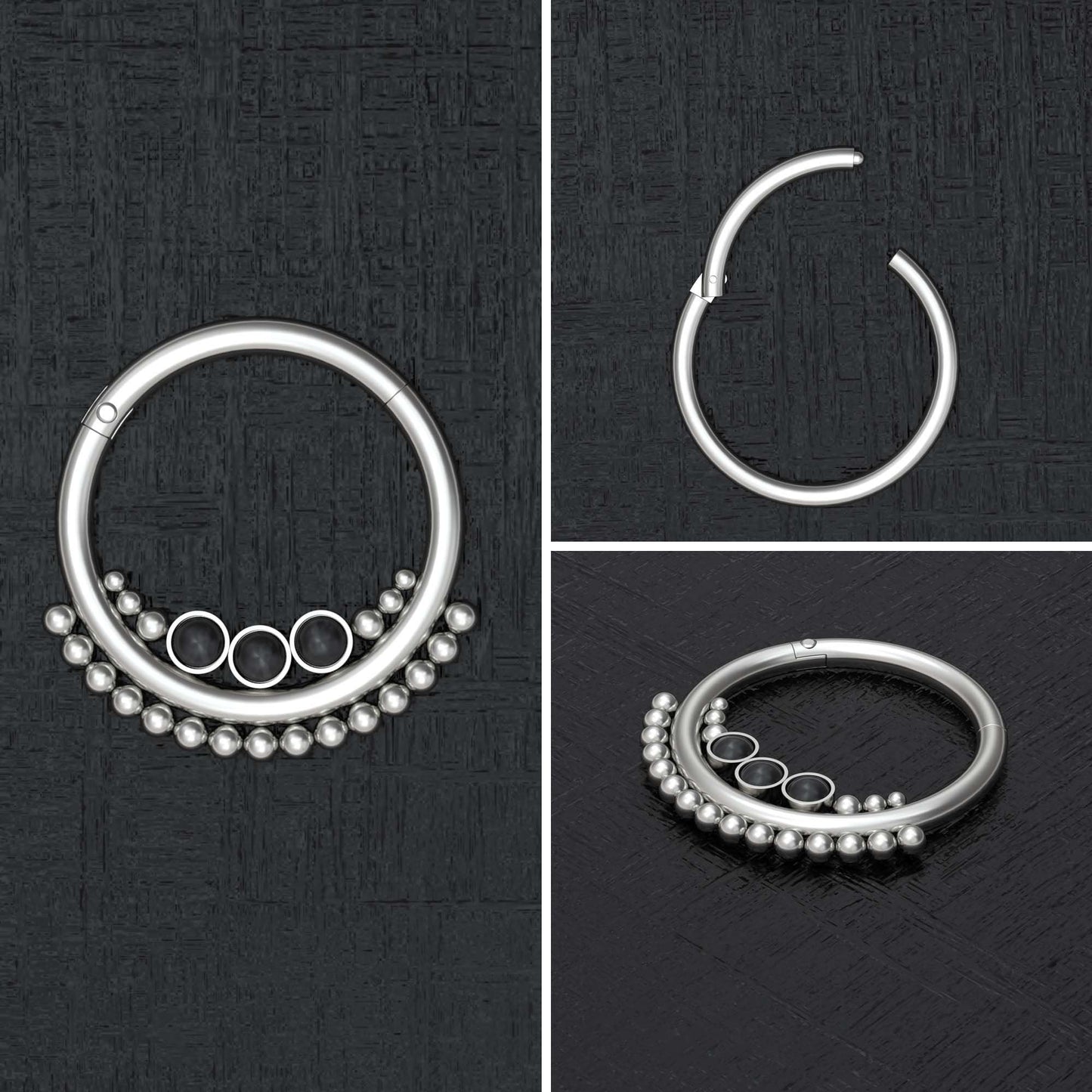 Onyx Nipple Ring Titanium Implant Grade - TitaniumFashion