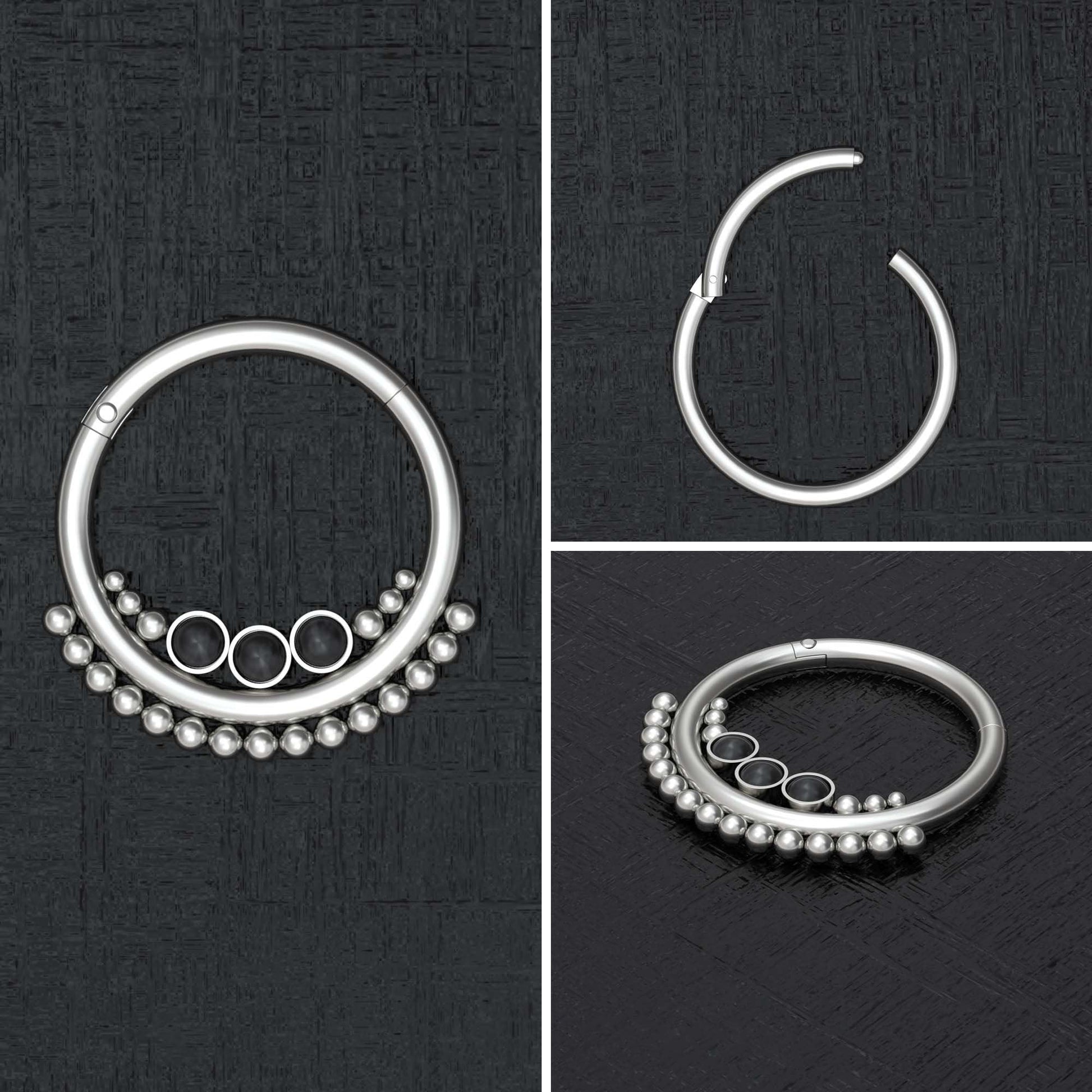 Onyx Nipple Ring Titanium Implant Grade - TitaniumFashion