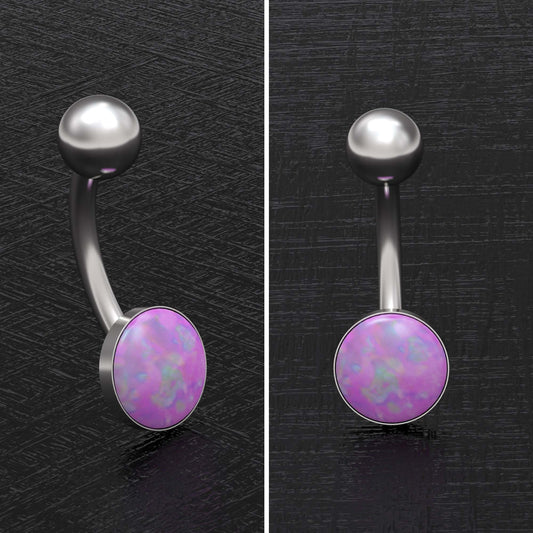 Surgical Steel Belly Button Ring Opal - TitaniumFashion