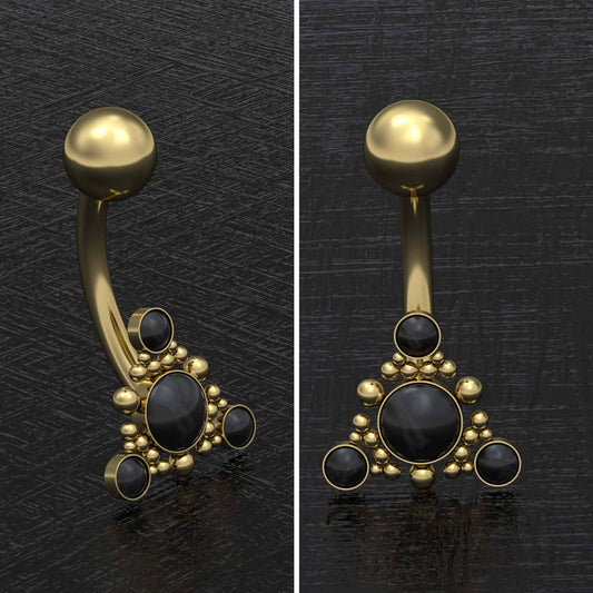 Onyx Belly Ring Surgical Steel - TitaniumFashion