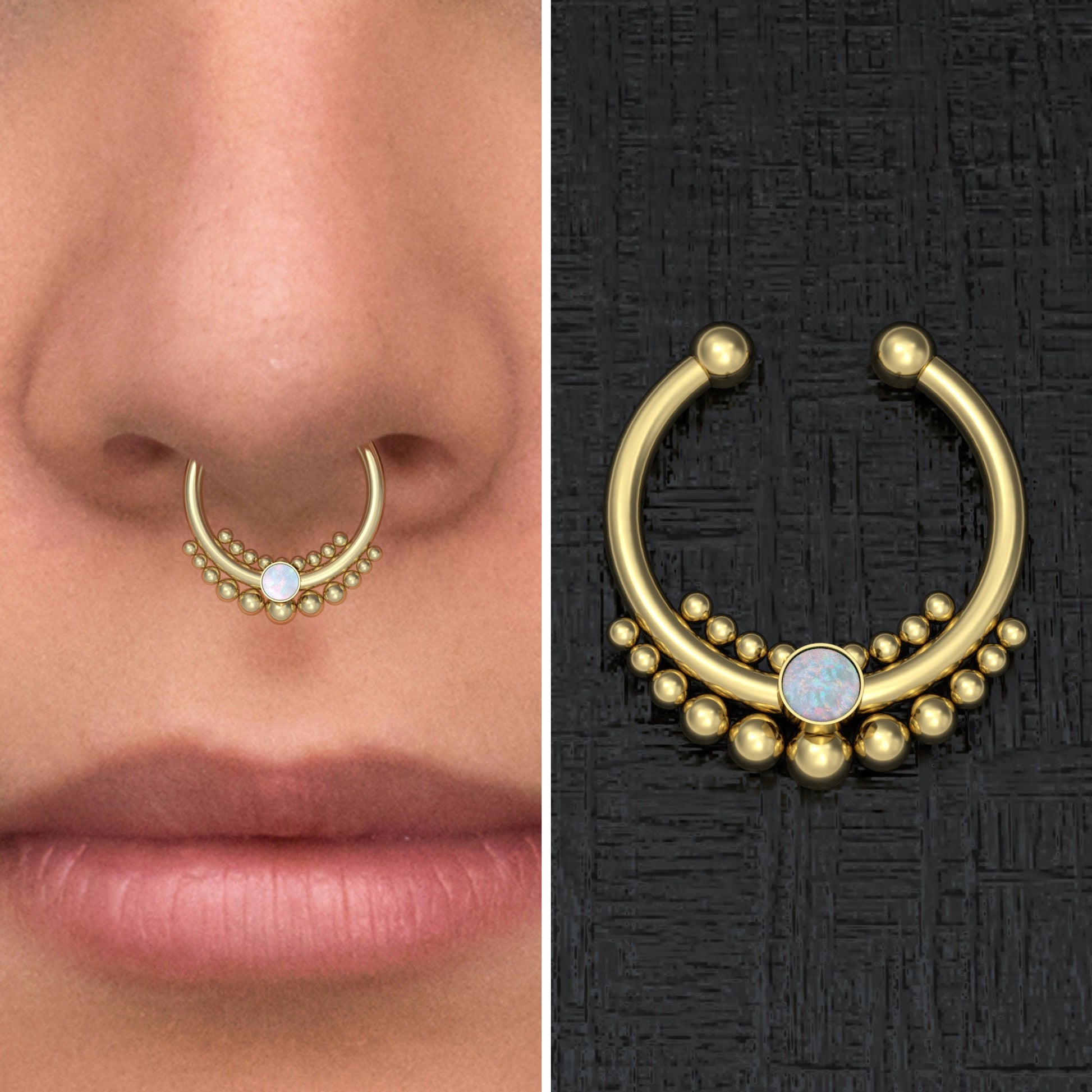 Fake Nose Ring Opal - TitaniumFashion