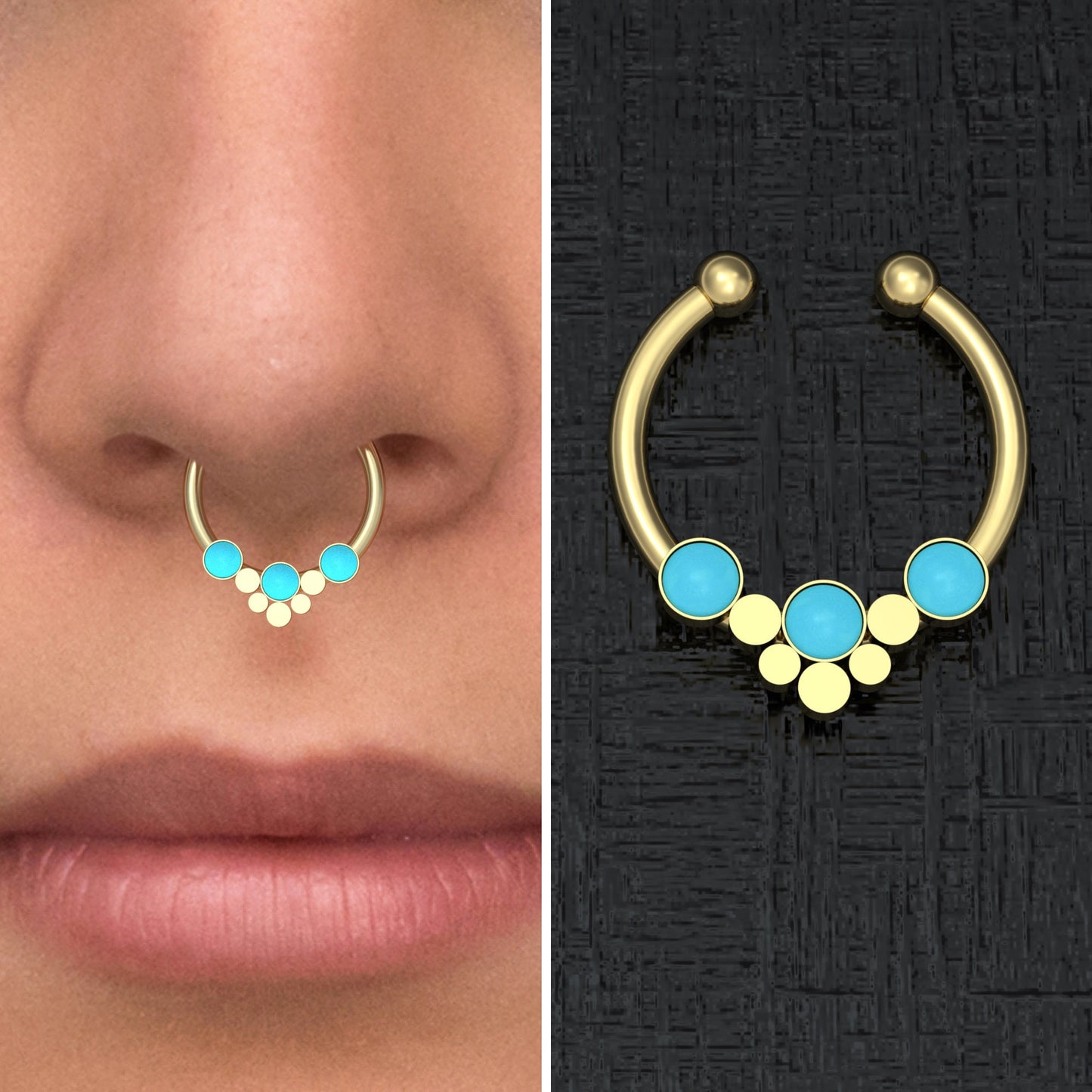 Fake Septum Ring Turquoise - TitaniumFashion