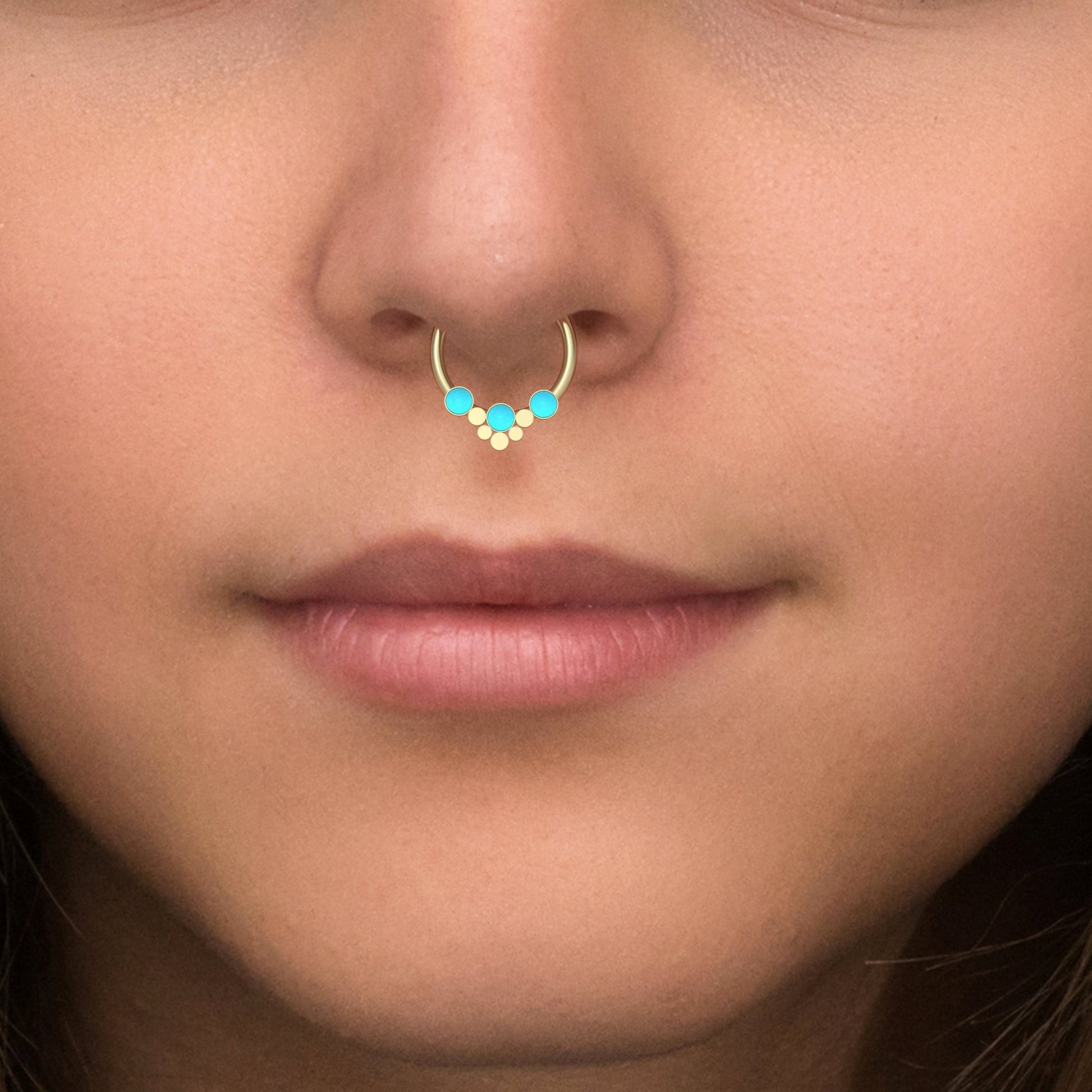 Fake Septum Ring Turquoise - TitaniumFashion