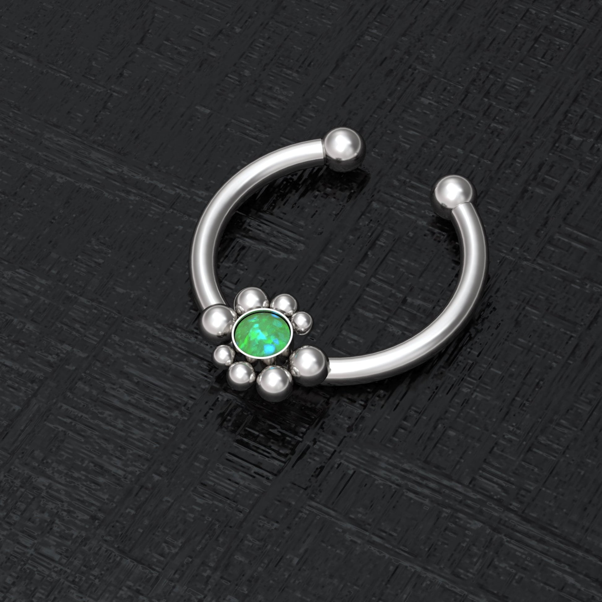 Surgical Steel Fake Septum Ring Opal - TitaniumFashion