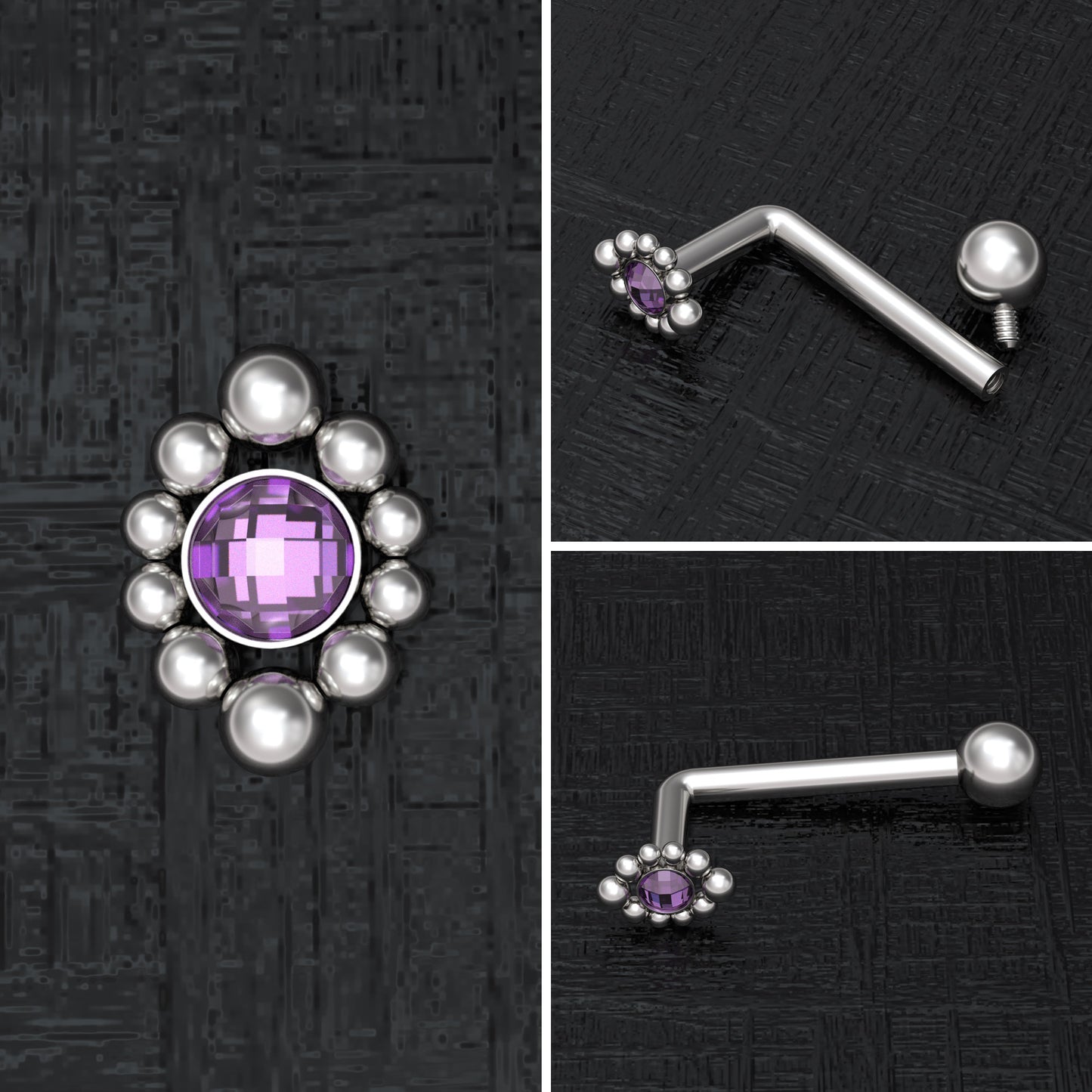 Surgical Steel VCH Piercing Jewelry CZ - TitaniumFashion