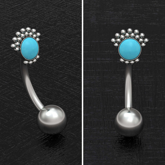 Titanium Belly Button Ring Turquoise - TitaniumFashion