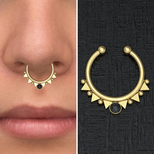 Fake Septum Ring Onyx - TitaniumFashion