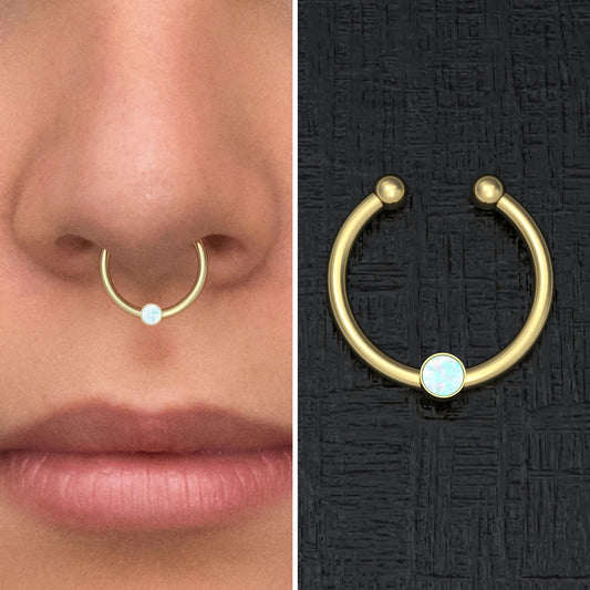 Fake Nose Ring Opal - TitaniumFashion