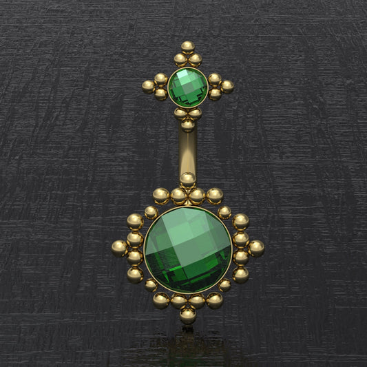 Surgical Steel Belly Button Ring CZ - TitaniumFashion