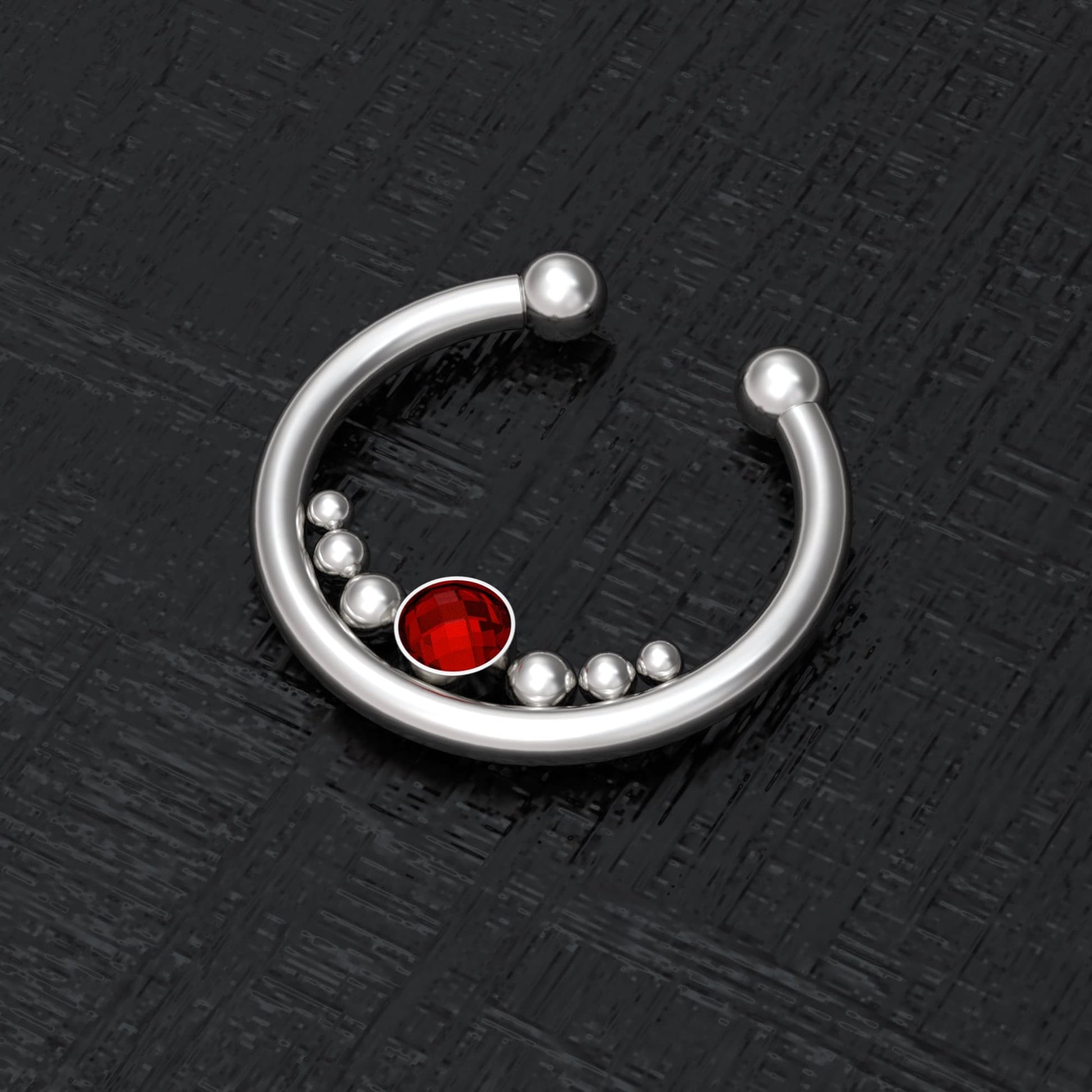 Surgical Steel Fake Septum Ring CZ - TitaniumFashion