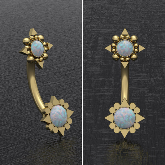 Surgical Steel Belly Button Ring Opal - TitaniumFashion