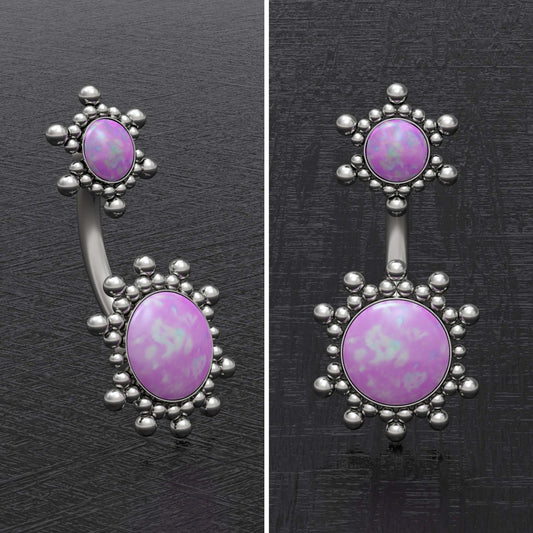 Opal Belly Button Ring Titanium Implant Grade - TitaniumFashion