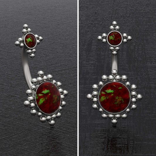 Opal Belly Ring Titanium - TitaniumFashion