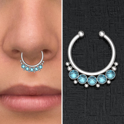 Fake Nose Ring Hoop CZ - TitaniumFashion