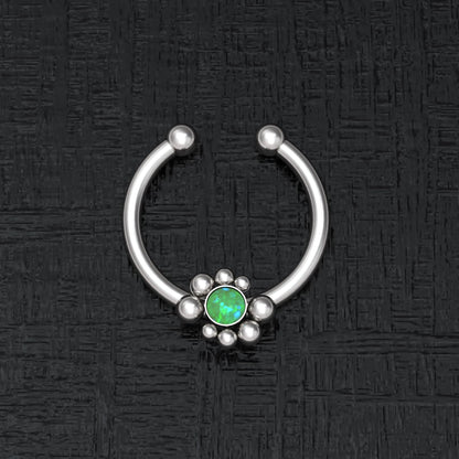 Surgical Steel Fake Septum Ring Opal - TitaniumFashion