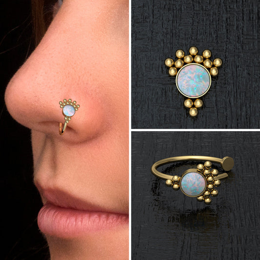 Surgical Steel Fake Nose Ring Opal - TitaniumFashion