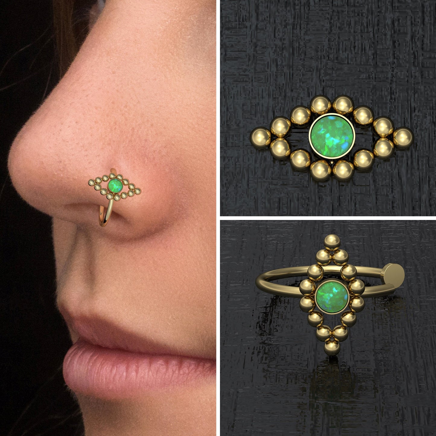 Fake Nose Ring Opal - TitaniumFashion