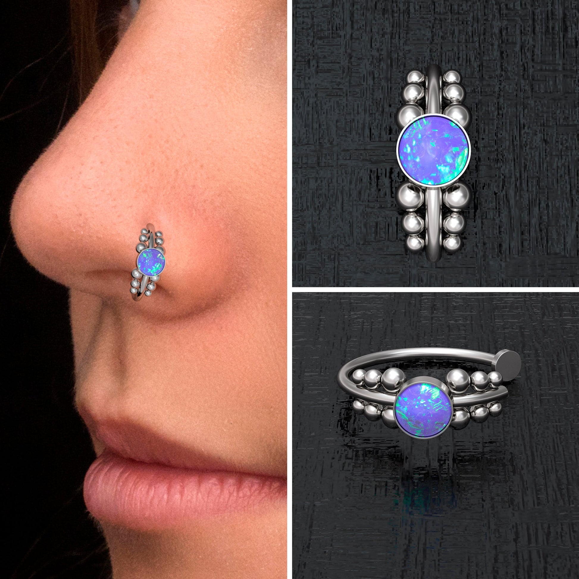 Fake Nose Ring Opal - TitaniumFashion