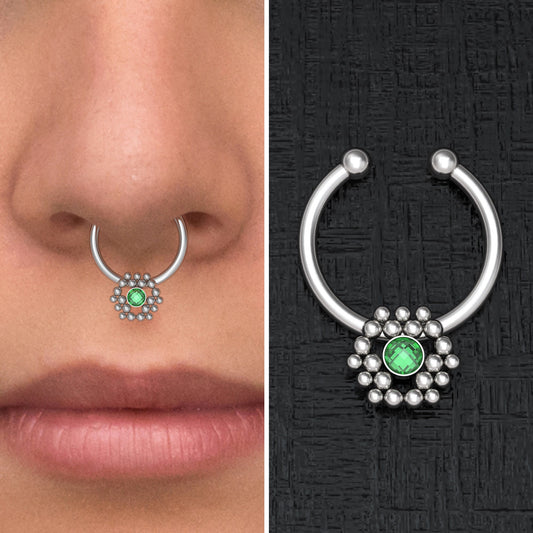 Fake Nose Ring Hoop CZ - TitaniumFashion