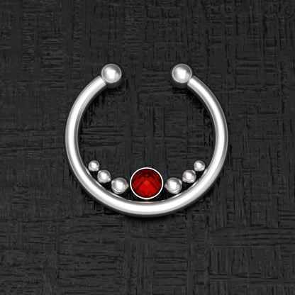 Surgical Steel Fake Septum Ring CZ - TitaniumFashion