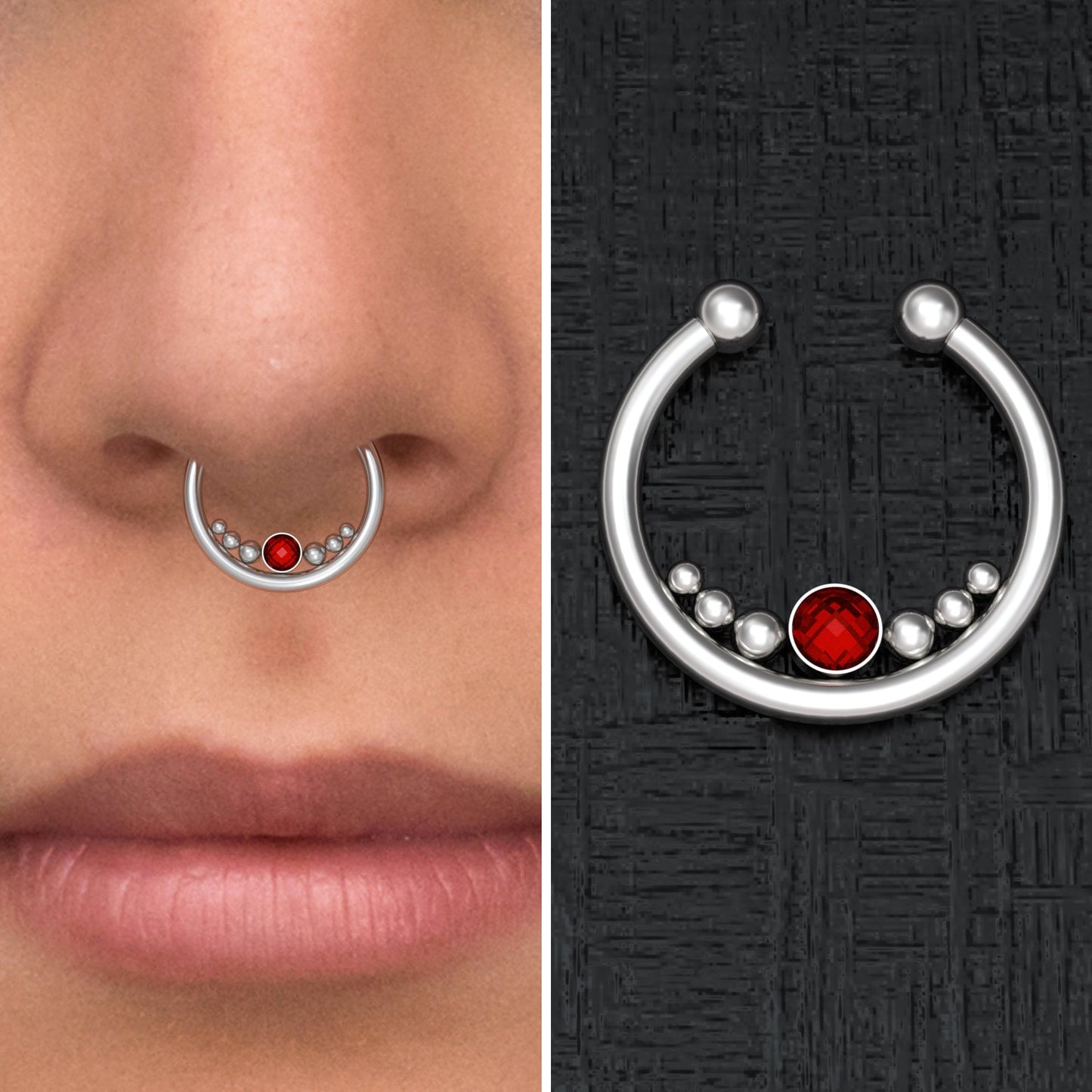 Surgical Steel Fake Septum Ring CZ - TitaniumFashion