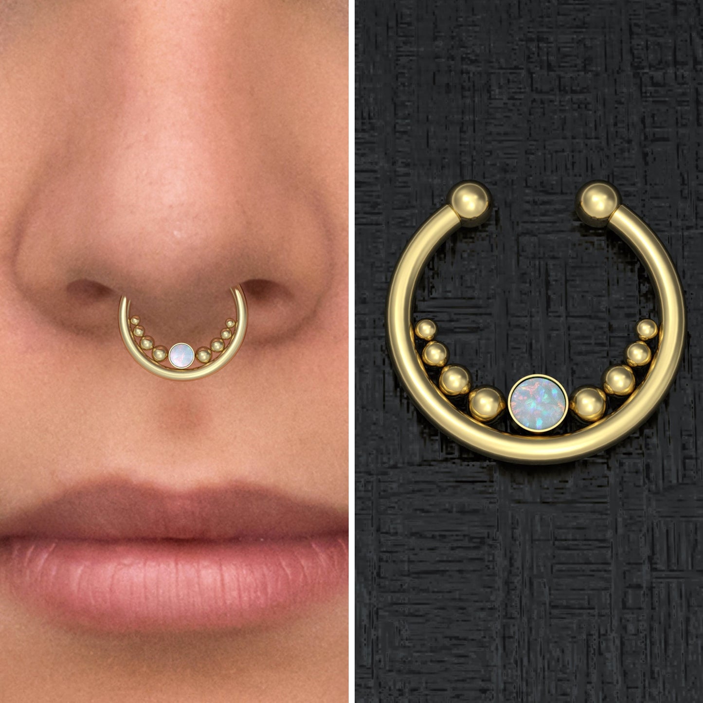 Fake Septum Ring Opal - TitaniumFashion