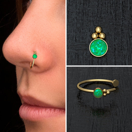 Fake Nose Ring Opal - TitaniumFashion