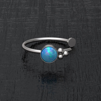 Surgical Steel Fake Nose Ring Opal - TitaniumFashion