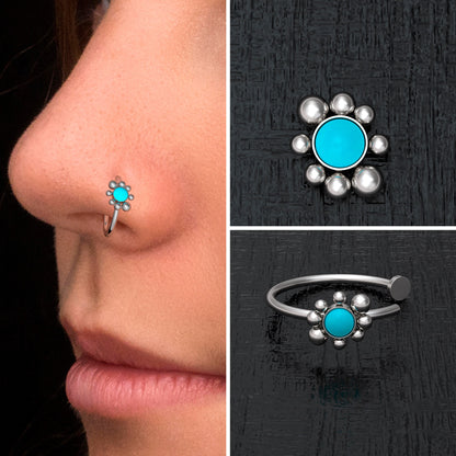 Fake Nose Ring Turquoise - TitaniumFashion