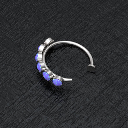 Fake Nose Ring Hoop Opal - TitaniumFashion