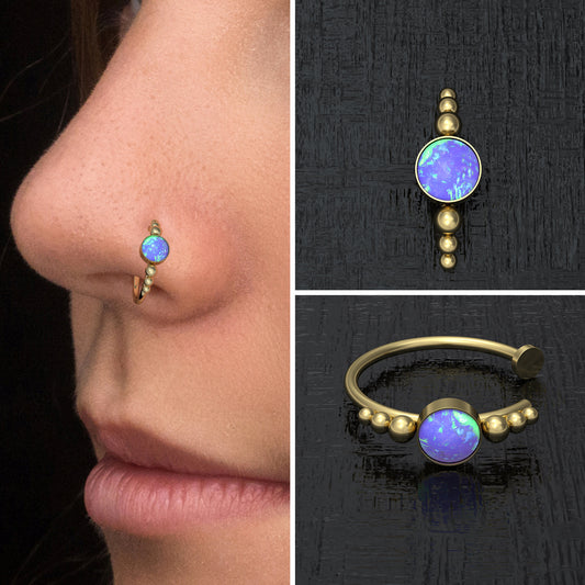 Fake Nose Ring Opal - TitaniumFashion