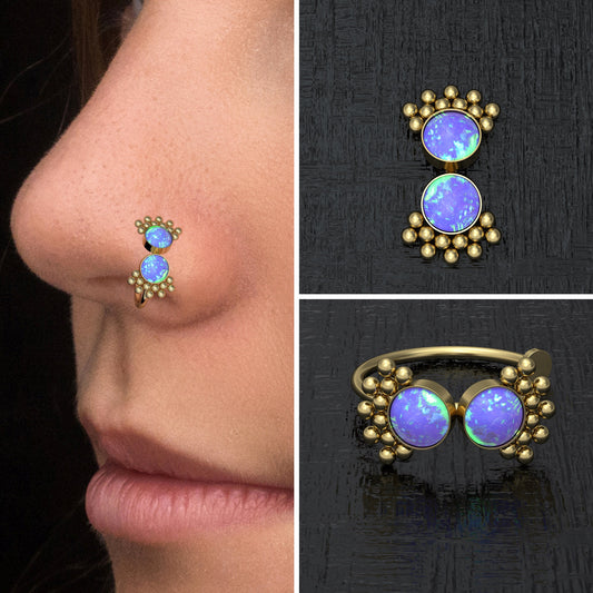 Surgical Steel Fake Nose Ring Opal - TitaniumFashion